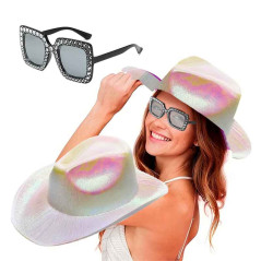 Accesorios Vaquera sombrero holografico+Lentes