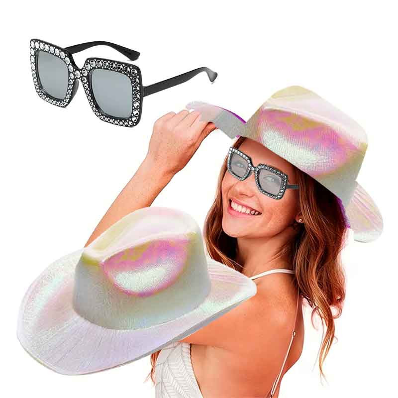 Accesorios Vaquera sombrero holografico+Lentes