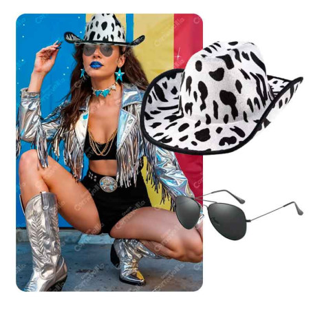 Sombrero estampado Vaquita +Lentes