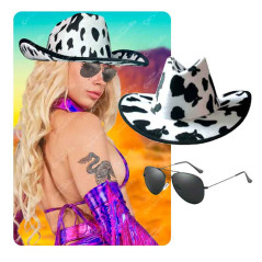 Sombrero estampado Vaquita +Lentes