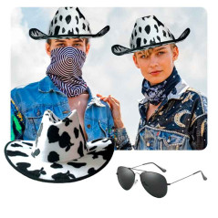 Sombrero estampado Vaquita +Lentes