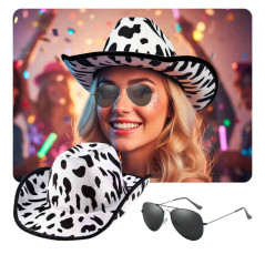 Sombrero estampado Vaquita +Lentes