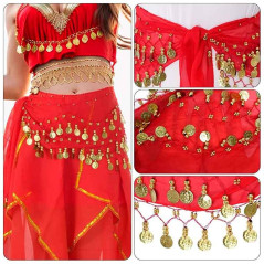 Juego de 3 accesorios Danza del Vientre (Falda, Pulsera, Vincha)