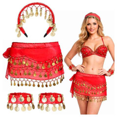 Juego de 3 accesorios Danza del Vientre (falda Pulsera Vincha)