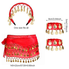 Juego de 3 accesorios Danza del Vientre (Falda, Pulsera, Vincha)