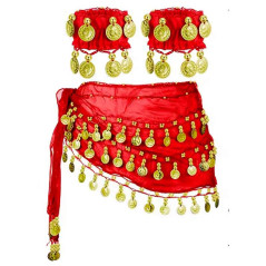 Juego de 3 accesorios Danza del Vientre (Falda, Pulsera, Vincha)
