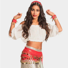 Juego de 3 accesorios Danza del Vientre (Falda, Pulsera, Vincha)