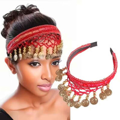Juego de 3 accesorios Danza del Vientre (Falda, Pulsera, Vincha)