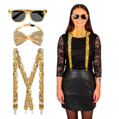 Kit de Accesorios Lentejuelas(tirantes,michi y Lentes)