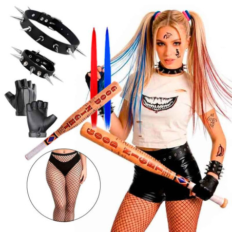 Juego de accesorios disfraz Harley Quinn