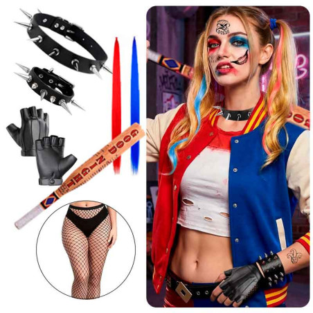 Juego de accesorios disfraz Harley Quinn