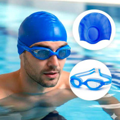 Lentes  Gravital Y Gorra De Natación Pack Protección Uv Antifog