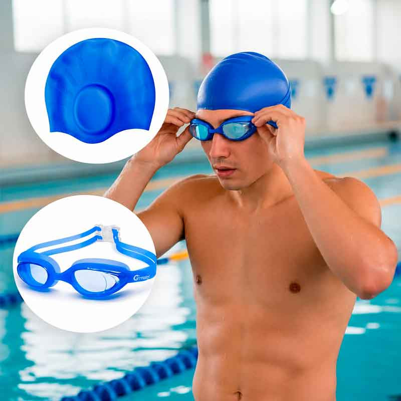 Lentes  Gravital Y Gorra De Natación Pack Protección Uv Antifog