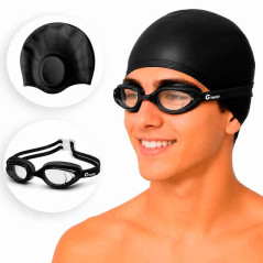 Lentes  Gravital Y Gorra De Natación Pack Protección Uv Antifog
