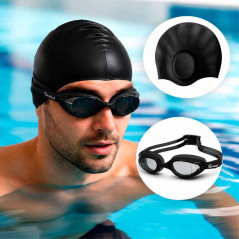 Lentes  Gravital Y Gorra De Natación Pack Protección Uv Antifog