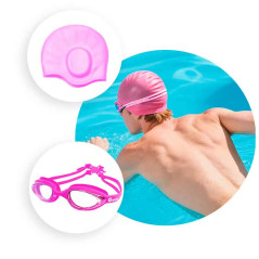 Lentes  Gravital Y Gorra De Natación Pack Protección Uv Antifog
