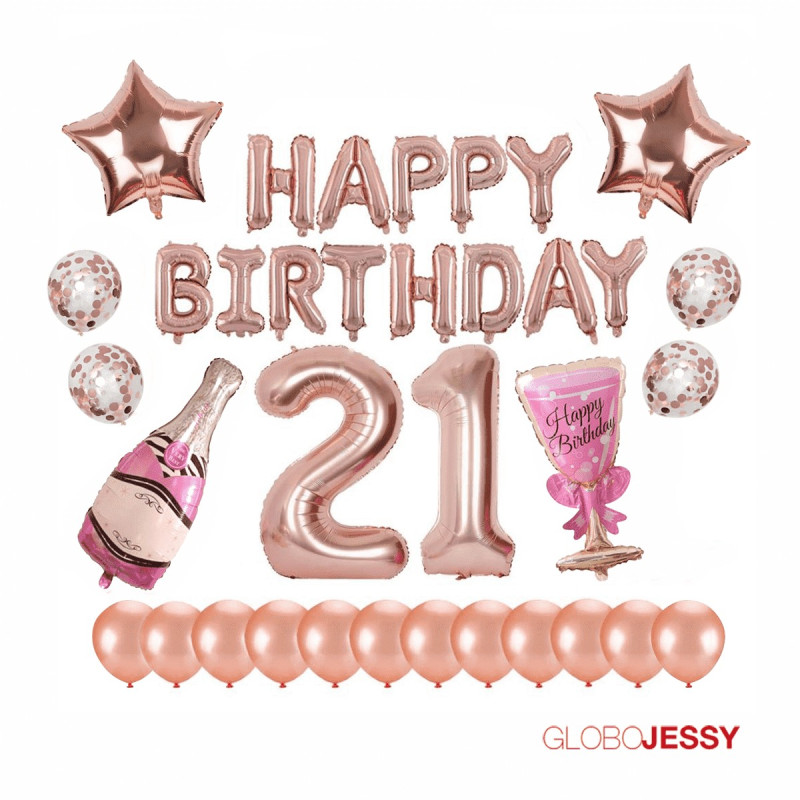 Kit o Pack De Globos Rosa Oro Nª3