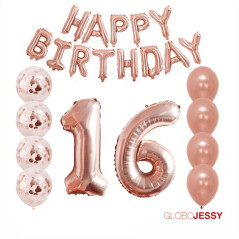 Kit o Pack de Globos Rosa Oro Nº 13