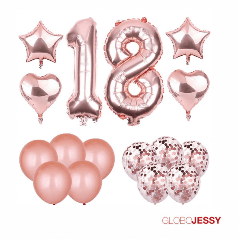 Kit o Pack de Globos Rosa Oro Nª5