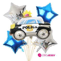 Auto Policia kit x 5 globos
