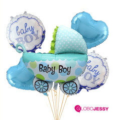 kit de globos Coche BB Celeste