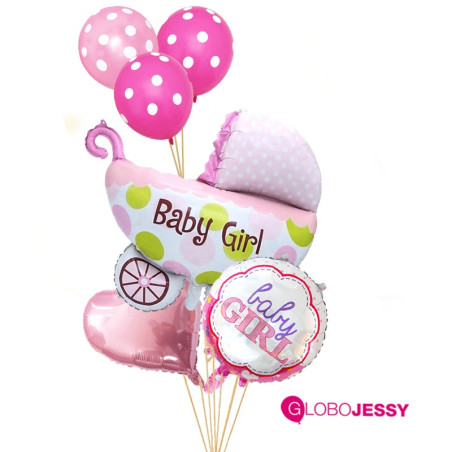 kit de globos Coche BB rosado