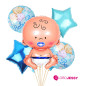  kit x 5 globos Baby Boy Celeste