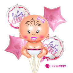  kit x 5 globos Baby Girl Rosado