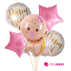 Baby Girl kit x 5 globos