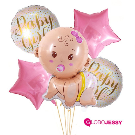  kit x 5 globos Baby Girl