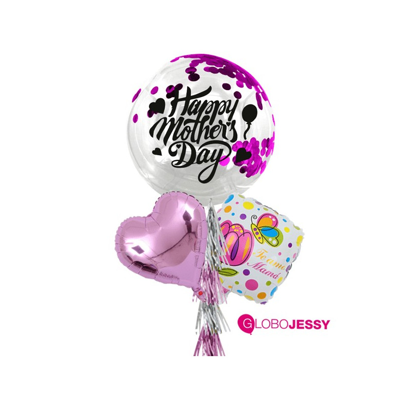 Kit de 3 Globos Mamá CON GAS HELIO